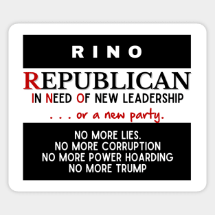 RINO Republicans In Need Of NEW LEADERSHIP (blk) Sticker